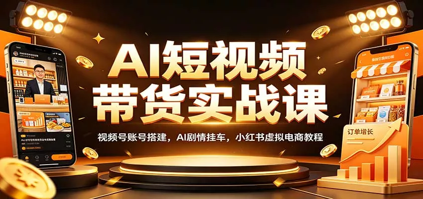 AI短视频带货实战课:视频号账号搭建,AI剧情挂车,小红书虚拟电商教程-33资源网