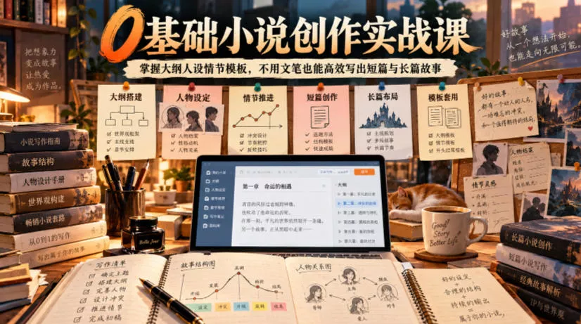 0基础小说创作实战课|掌握大纲人设情节模板,不用文笔也能高效写出短篇与长篇故事-33资源网