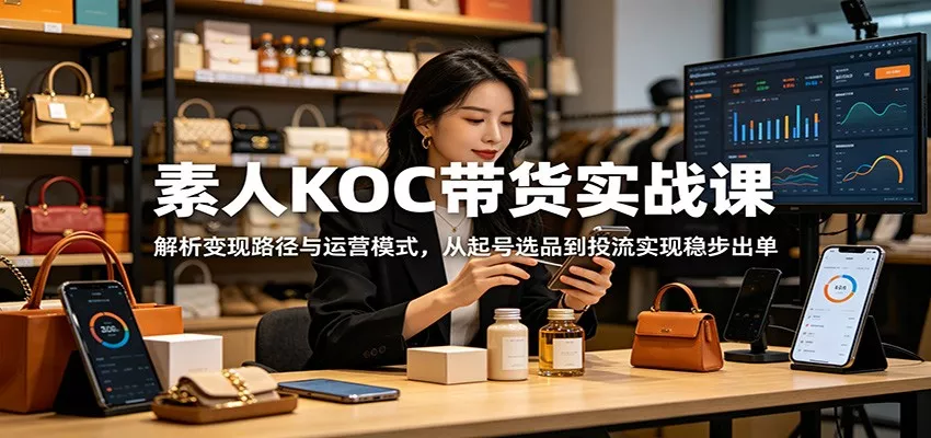 素人KOC带货实战课：解析变现路径与运营模式，从起号选品到投流实现稳步出单-33资源网