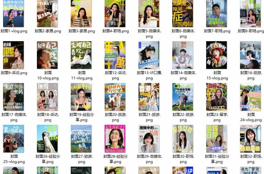 (20246期)高质量素材!200款+剪映高级美观网感封面预设,各行业通用,3s搞定超美观视频封面 爆款封面模板、-33资源网
