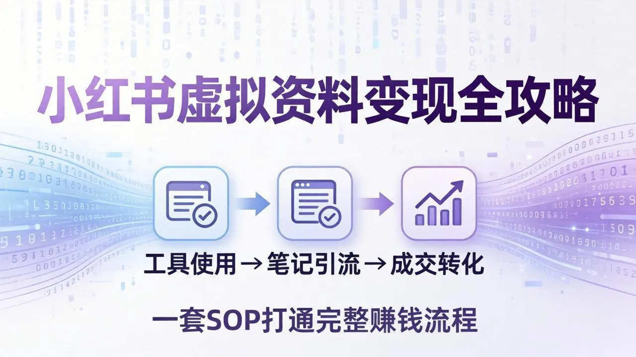 小红书虚拟资料变现全攻略：从工具使用到笔记引流成交，一套 SOP 打通完整赚钱流程-33资源网