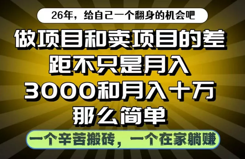 做项目和卖项目不只是月入3K和10W那么简单,一个努力搬砖,一个在家躺賺【揭秘】-33资源网