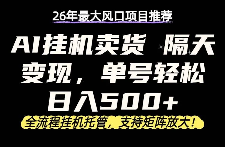 (17933期)26年最新AI挂机卖货,隔天出收益,单账号轻松日入500+-33资源网