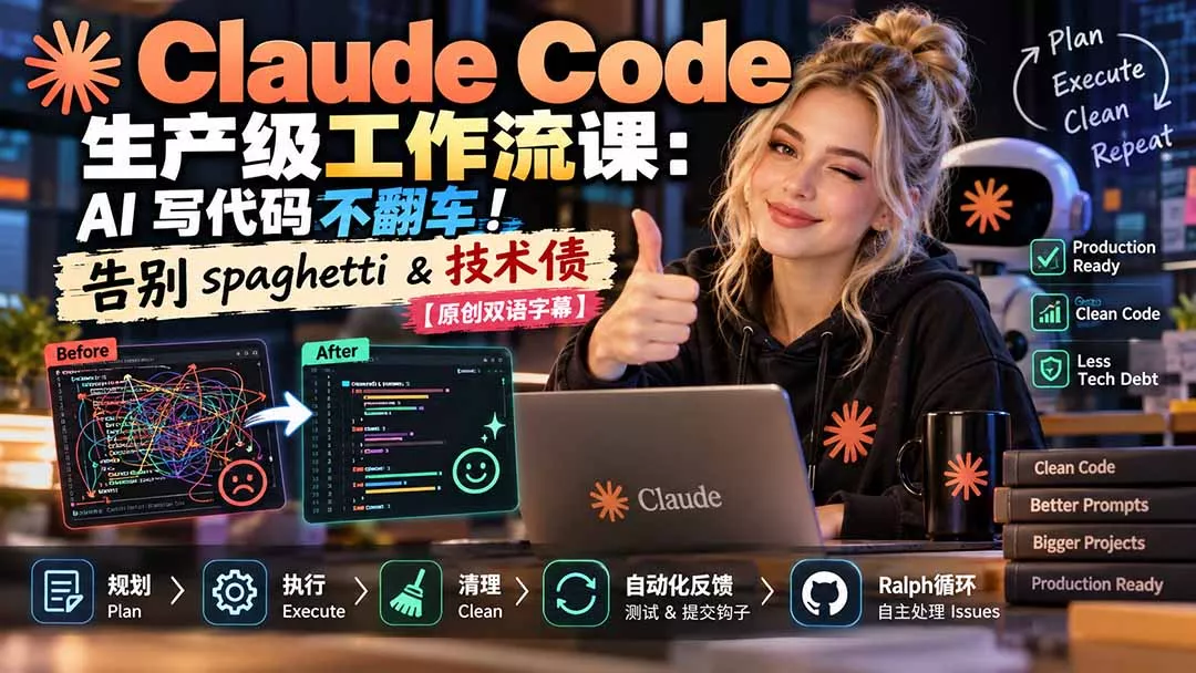 Claude Code 生产级工作流课：AI 写代码不翻车！告别 spaghetti & 技术债【原创双语字幕】-33资源网