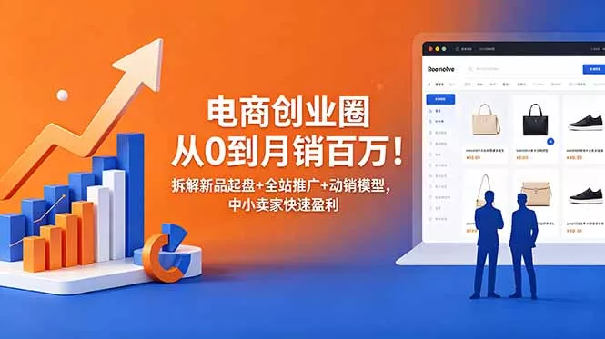 电商创业圈从0到月销百万!拆解新品起盘+全站推广+动销模型,中小卖家快速盈利-33资源网