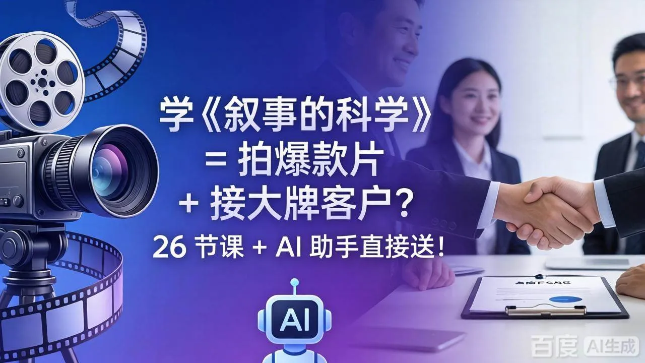 （18302期）学《叙事的科学》= 拍爆款片 + 接大牌客户？26 节课 + AI 助手直接送！-33资源网