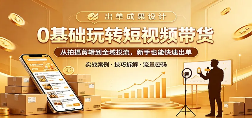0基础玩转短视频带货：从拍摄剪辑到全域投流，新手也能快速出单-33资源网
