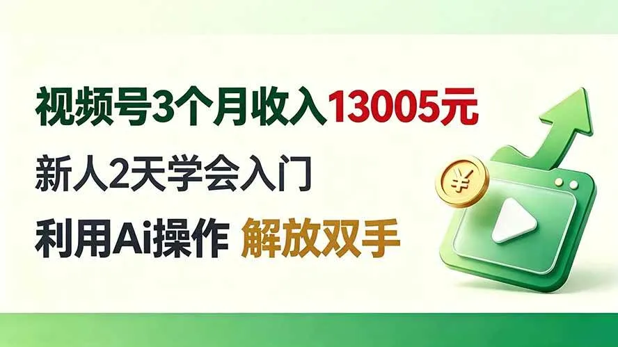 （19807期）视频号3个月收入13005元， 新人2天学会入门， 利用Ai操作 解放双手！-33资源网