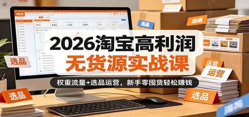 2026淘宝高利润无货源实战课：权重流量+选品运营，新手零囤货轻松赚钱-33资源网