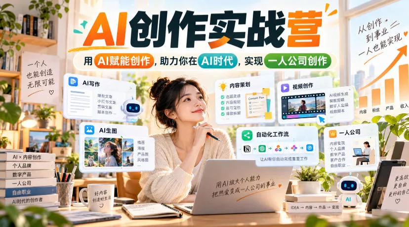 AI创作实战营，用AI赋能创作，助力你在AI时代，实现一人公司创作(更新)-33资源网