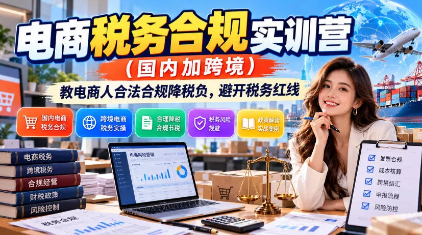 电商税务合规实训营(国内加跨境),教电商人合法合规降税负,避开税务红线-33资源网
