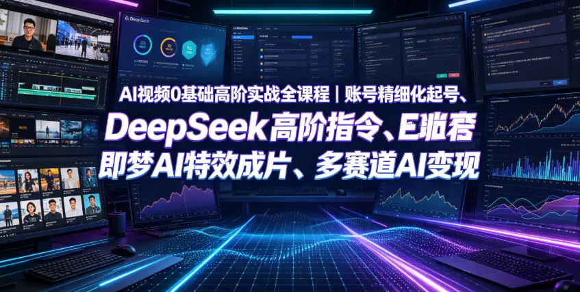 AI视频0基础高阶实战全课程|账号精细化起号、DeepSeek高阶指令、即梦AI特效成片、多赛道AI短视频量产变现-33资源网