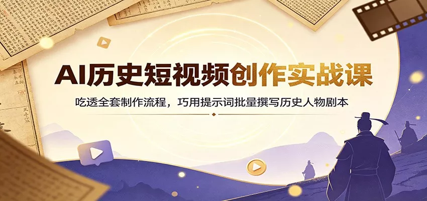 AI历史短视频创作实战课：吃透全套制作流程，巧用提示词批量撰写历史人物剧本-33资源网