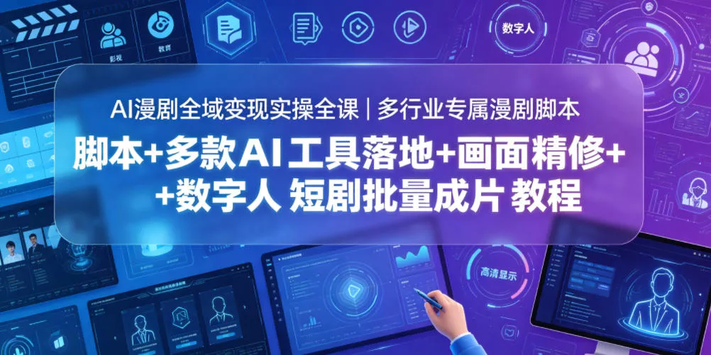 AI漫剧全域变现实操全课|多行业专属漫剧脚本+多款AI工具落地+画面精修+数字人短剧批量成片全教程-33资源网