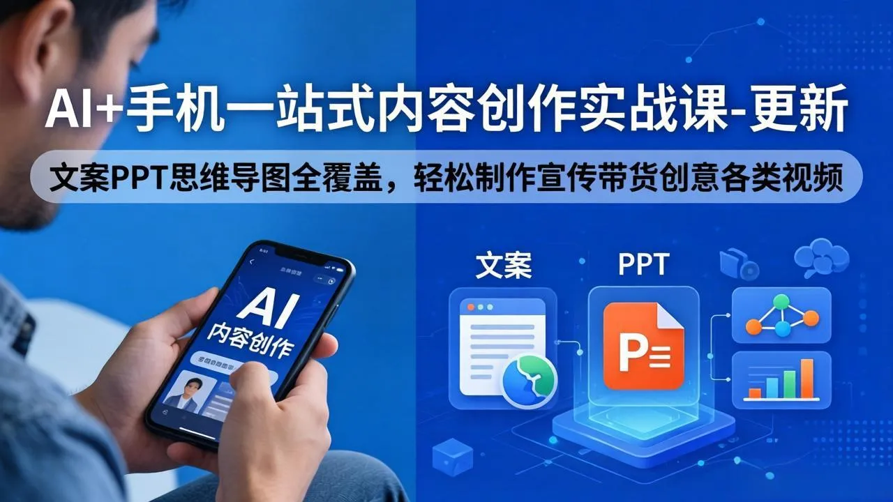 AI+手机一站式内容创作实战课-更新，文案PPT思维导图全覆盖，轻松制作宣传带货创意各类视频-33资源网