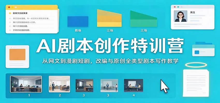 AI剧本创作特训营:从网文到漫剧短剧,改编与原创全类型剧本写作教学-33资源网