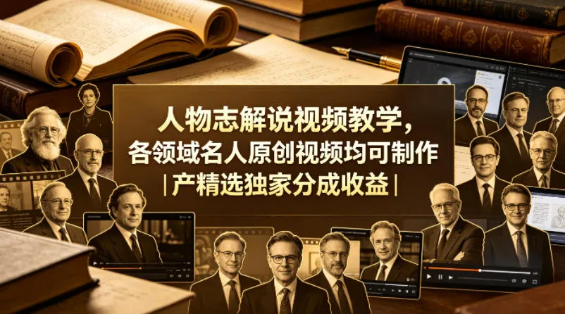 人物志解说视频教学，各领域名人原创视频均可制作丨精选独家分成收益(更新0430)-33资源网