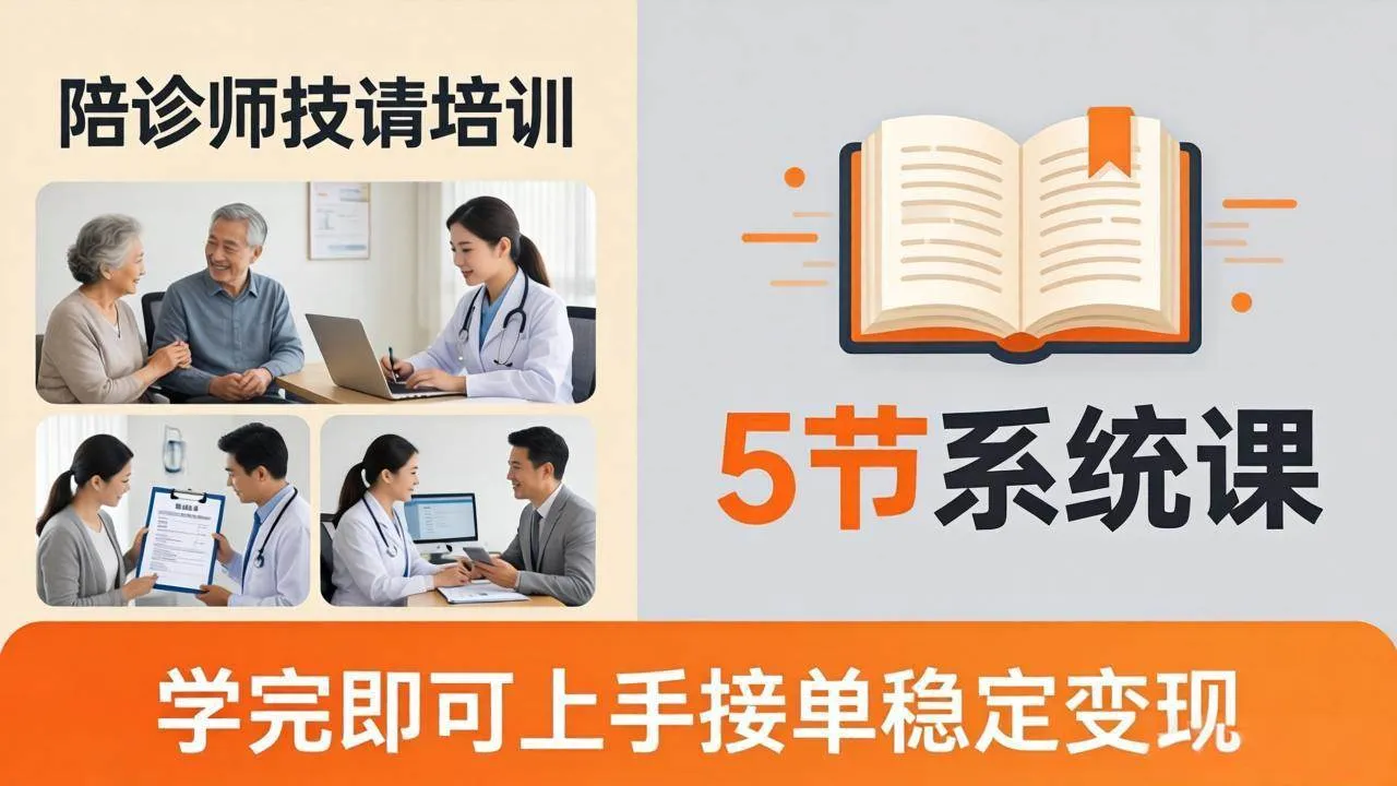 （18116期）想做陪诊师不知从何下手？5节系统课教你掌握核心技能，学完即可上手接单稳定变现-33资源网