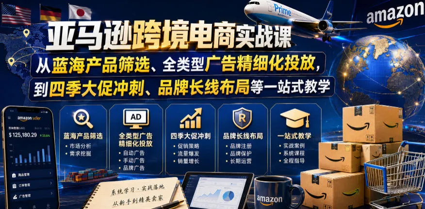 亚马逊跨境电商实战课,从蓝海产品筛选、全类型广告精细化投放,到四季大促冲刺、品牌长线布局等一站式教学(更新6月)-33资源网