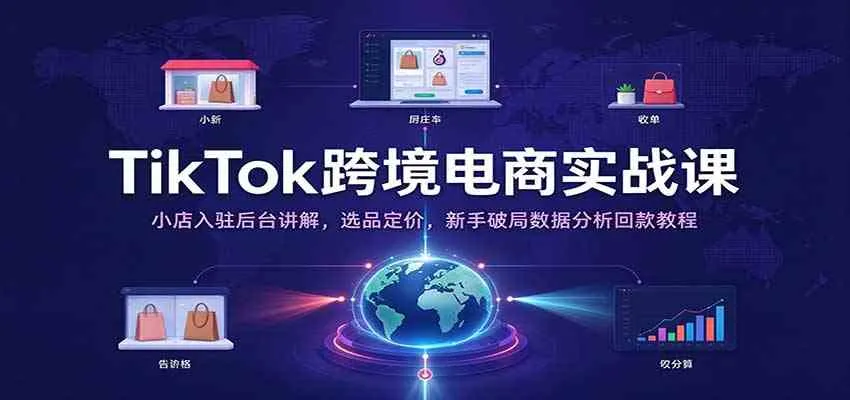 TikTok跨境电商实战课:小店入驻后台讲解,选品定价,新手破局数据分析回款教程-33资源网