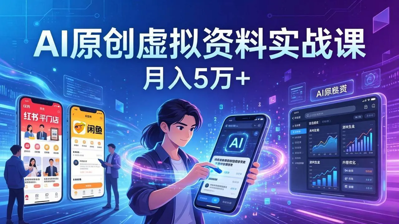 （17657期）AI原创虚拟资料实战课：2026新机会，小红书闲鱼开店，普通人用AI轻松变现，月入5万+-33资源网