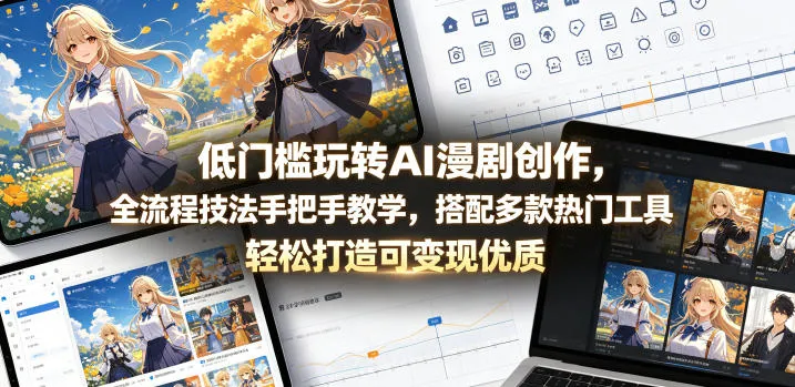 低门槛玩转AI漫剧创作，全流程技法手把手教学，搭配多款热门工具，轻松打造可变现优质作品-33资源网