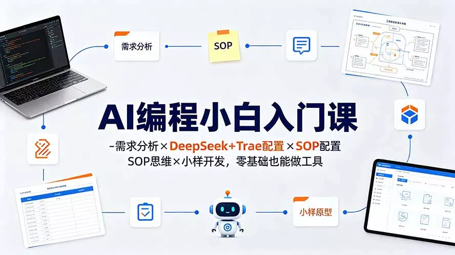 AI编程小白入门课-需求分析×DeepSeek+Trae配置×SOP思维×小样开发，零基础也能做工具-33资源网