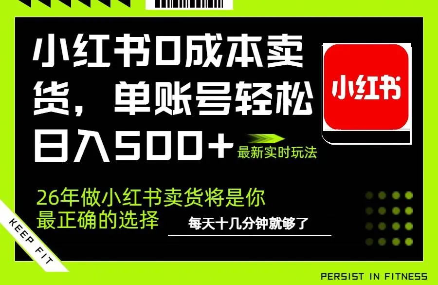 （17462期）小红书0成本AI卖货，单账号轻松日入500+，完全托管AI，可矩阵放大-33资源网