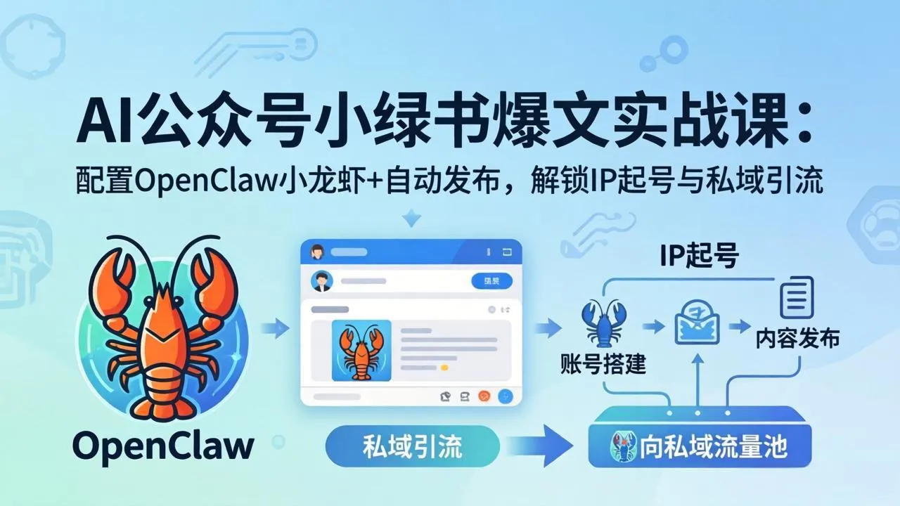 AI公众号小绿书变现实战课：小绿书爆文写作+OpenClaw自动发布，解锁IP起号与私域引流-33资源网
