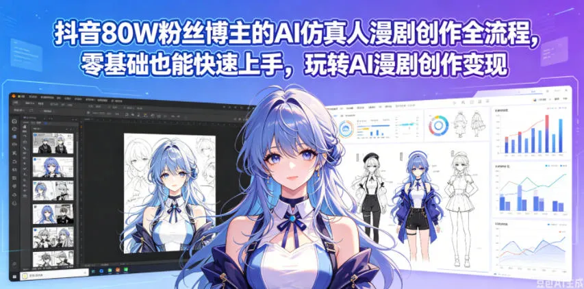 抖音80W粉丝博主的AI仿真人漫剧创作全流程，零基础也能快速上手，玩转AI漫剧创作变现-33资源网