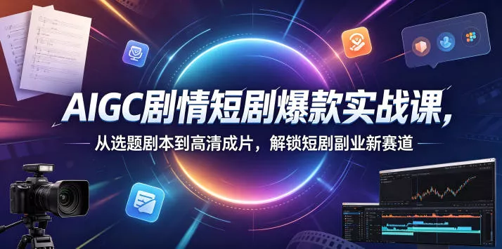 AIGC剧情短剧爆款实战课，从选题剧本到高清成片，解锁短剧副业新赛道-33资源网