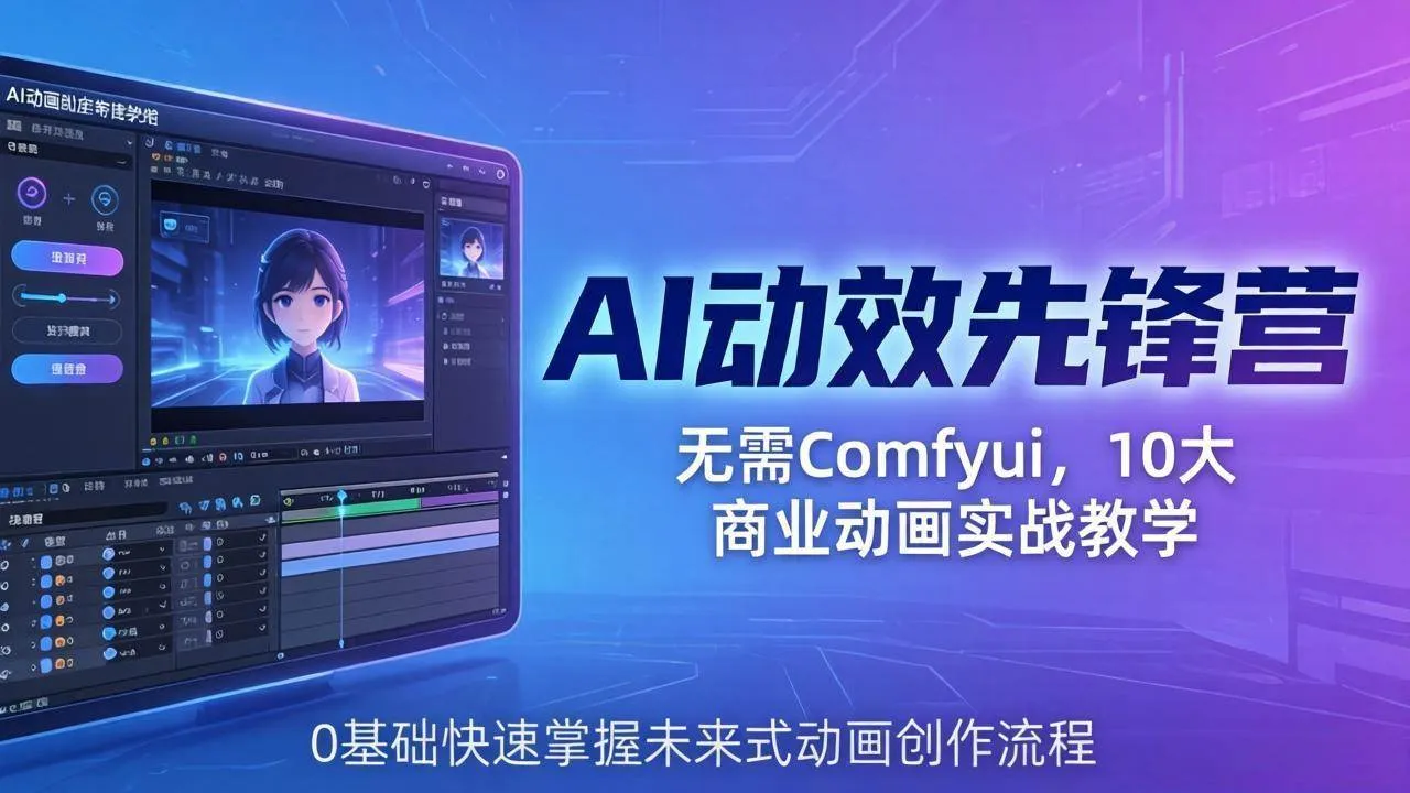 （18077期）AI 动效先锋营：无需Comfyui，10大商业动画实战教学，0基础快速掌握未来式动画创作流程-33资源网