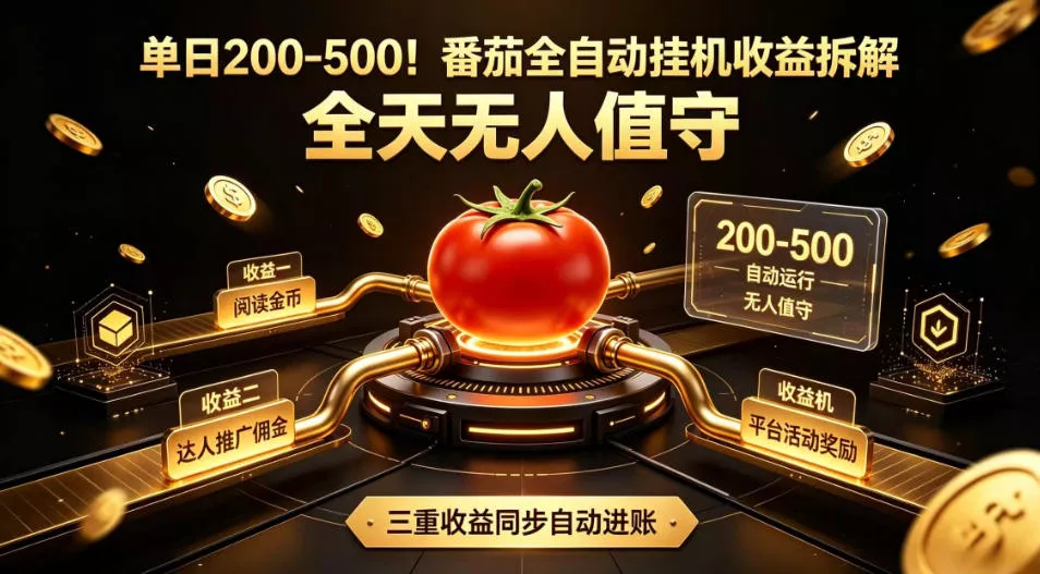 单日200-500!番茄全自动挂G收益拆解,全天无人值守,矩阵操作收益翻倍【揭秘】-33资源网