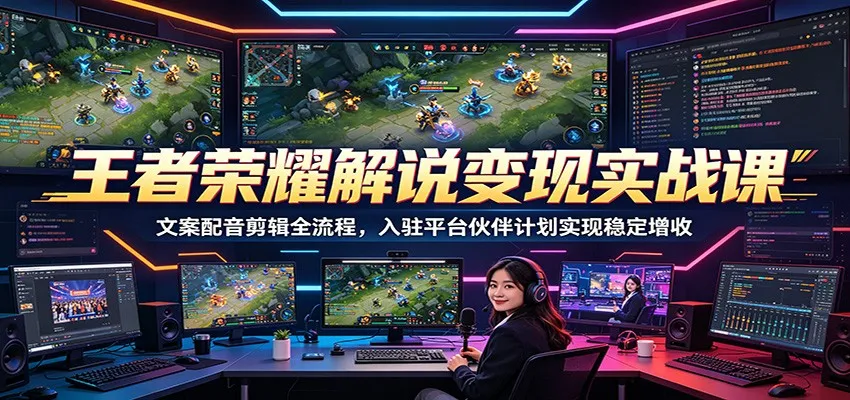 王者荣耀解说变现实战课：文案配音剪辑全流程，入驻平台伙伴计划实现稳定增收-33资源网
