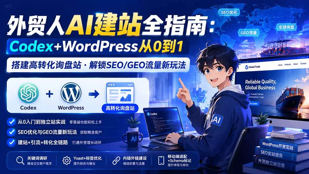 外贸人AI建站全指南:Codex+WordPress从0到1·搭建高转化询盘站·解锁SEO/GEO流量新玩法-更新8月-33资源网