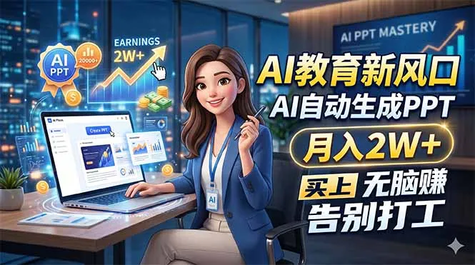 AI教育新风口，AI自动生成PPT，月入2W+，无脑赚，告别打工-33资源网