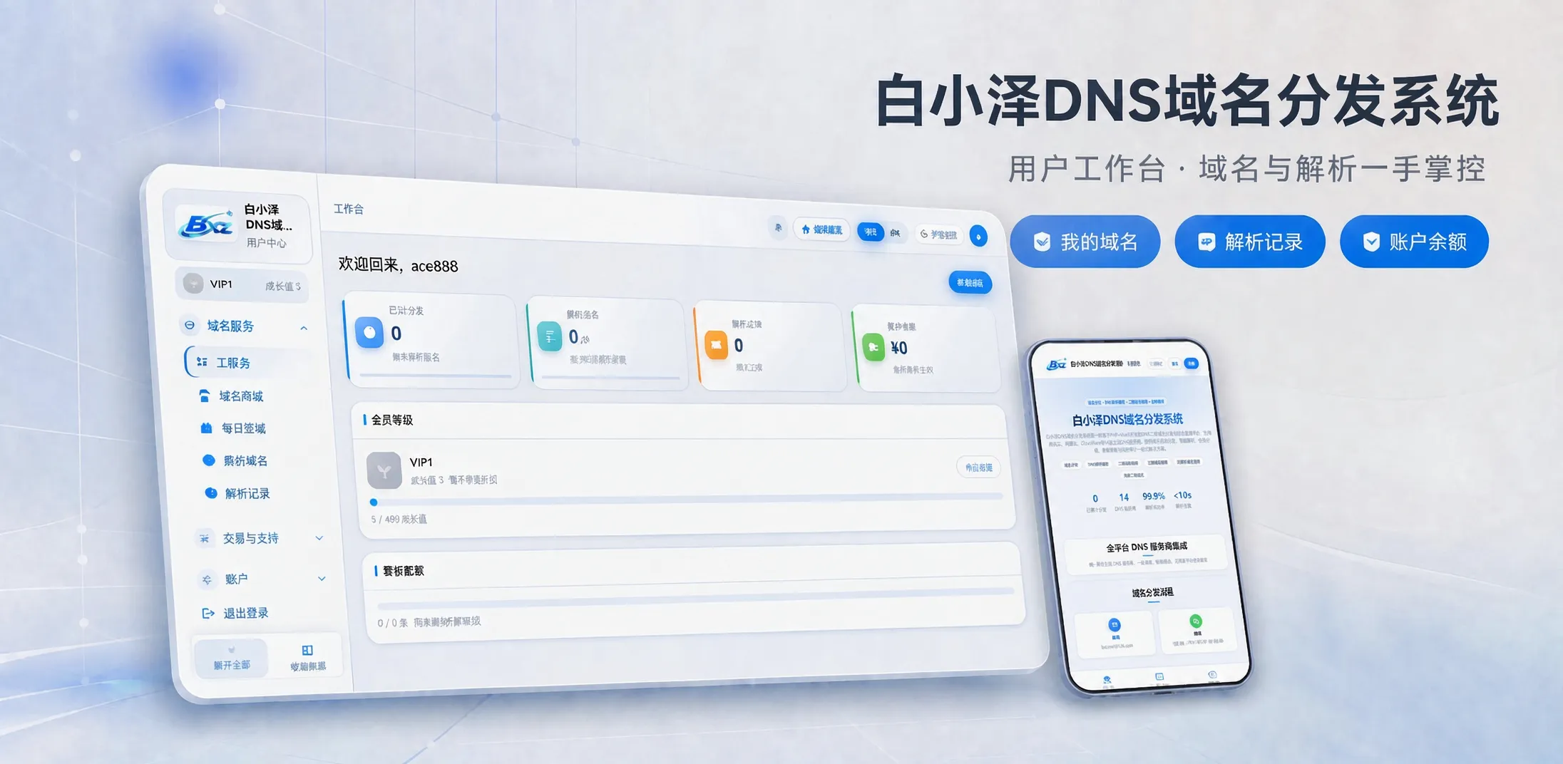 白小泽DNS域名分发系统 公测版 v1.0.0-33资源网