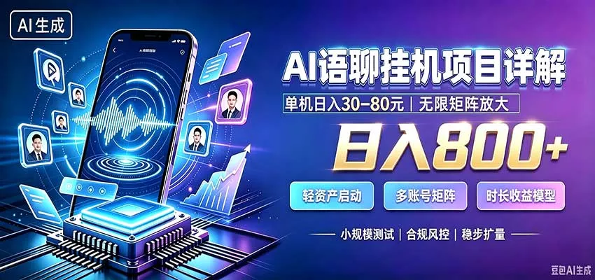 AI语聊挂机,日入800+,适用个人副业,工作室矩阵操作-33资源网