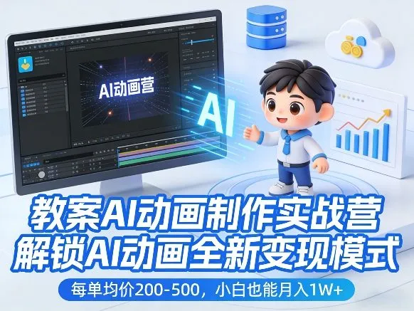 教案AI动画制作实战营，解锁AI动画全新变现模式，每单均价200-500，小白也能月入1W+-33资源网