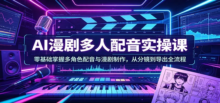 AI漫剧多人配音实操课：零基础掌握多角色配音与漫剧制作，从分镜到导出全流程-33资源网