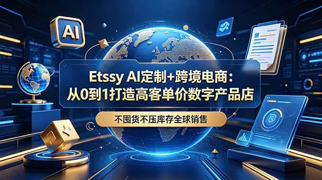 Etsy AI定制+跨境电商:从0到1打造高客单价数字产品店,不囤货不压库存全球销售-33资源网