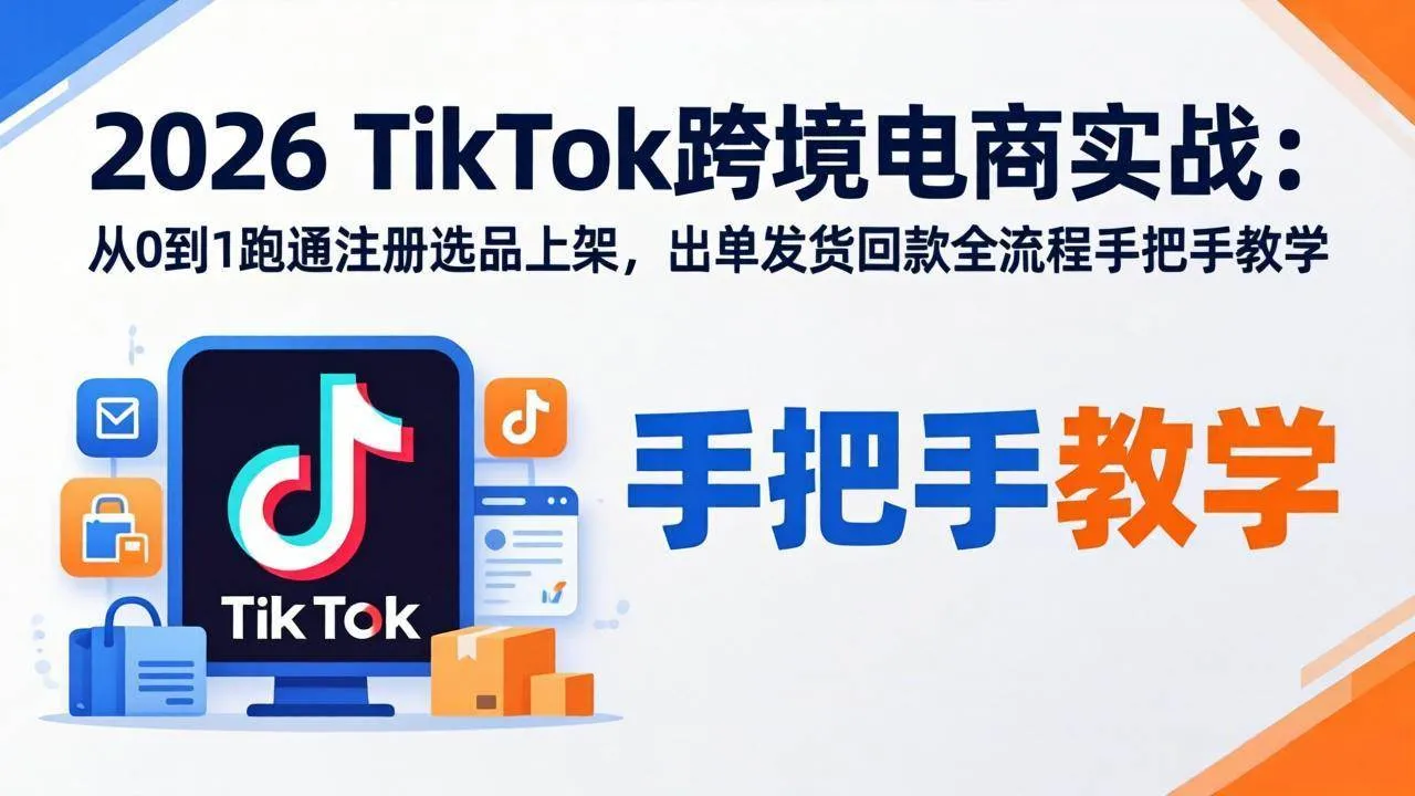 （17850期）2026TikTok跨境电商实战：从0到1跑通注册选品上架，出单发货回款全流程手把手教学-33资源网