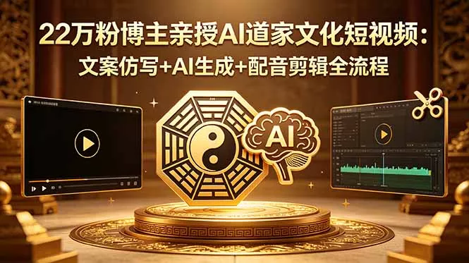 22万粉博主亲授AI道家文化短视频：文案仿写+AI生成+配音剪辑全流程-33资源网