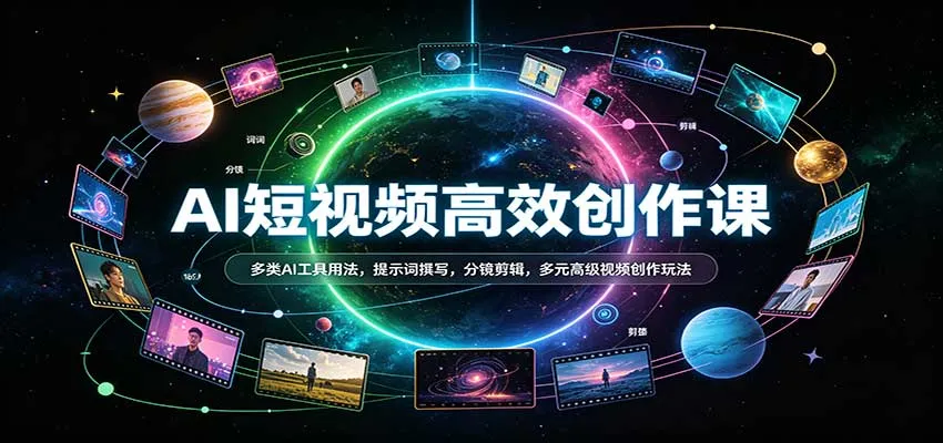 AI短视频高效创作课：多类AI工具用法，提示词撰写，分镜剪辑，多元高级视频创作玩法-33资源网
