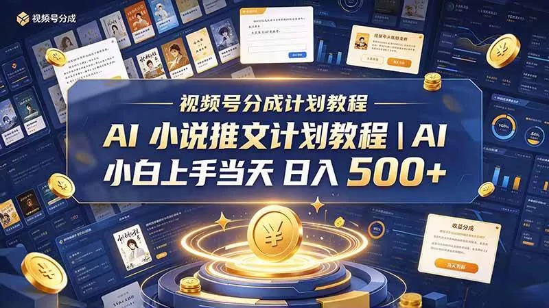 （20937期）最新视频号分成计划教程｜AI 小说推文，小白上手当天日入 500+-33资源网