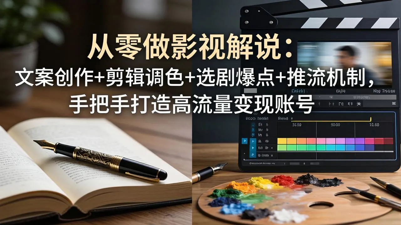 从零做影视解说：文案创作+剪辑调色+选剧爆点+推流机制，手把手打造高流量变现账号-33资源网