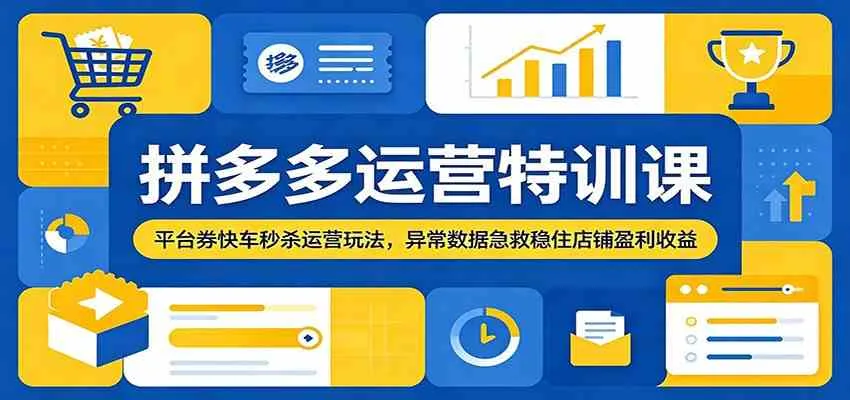 拼多多运营特训课:平台券快车秒杀运营玩法,异常数据急救稳住店铺盈利收益-33资源网