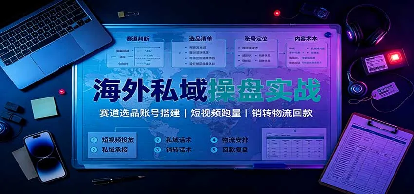 海外私域操盘实战:赛道选品账号搭建,短视频跑量,销转物流回款-33资源网