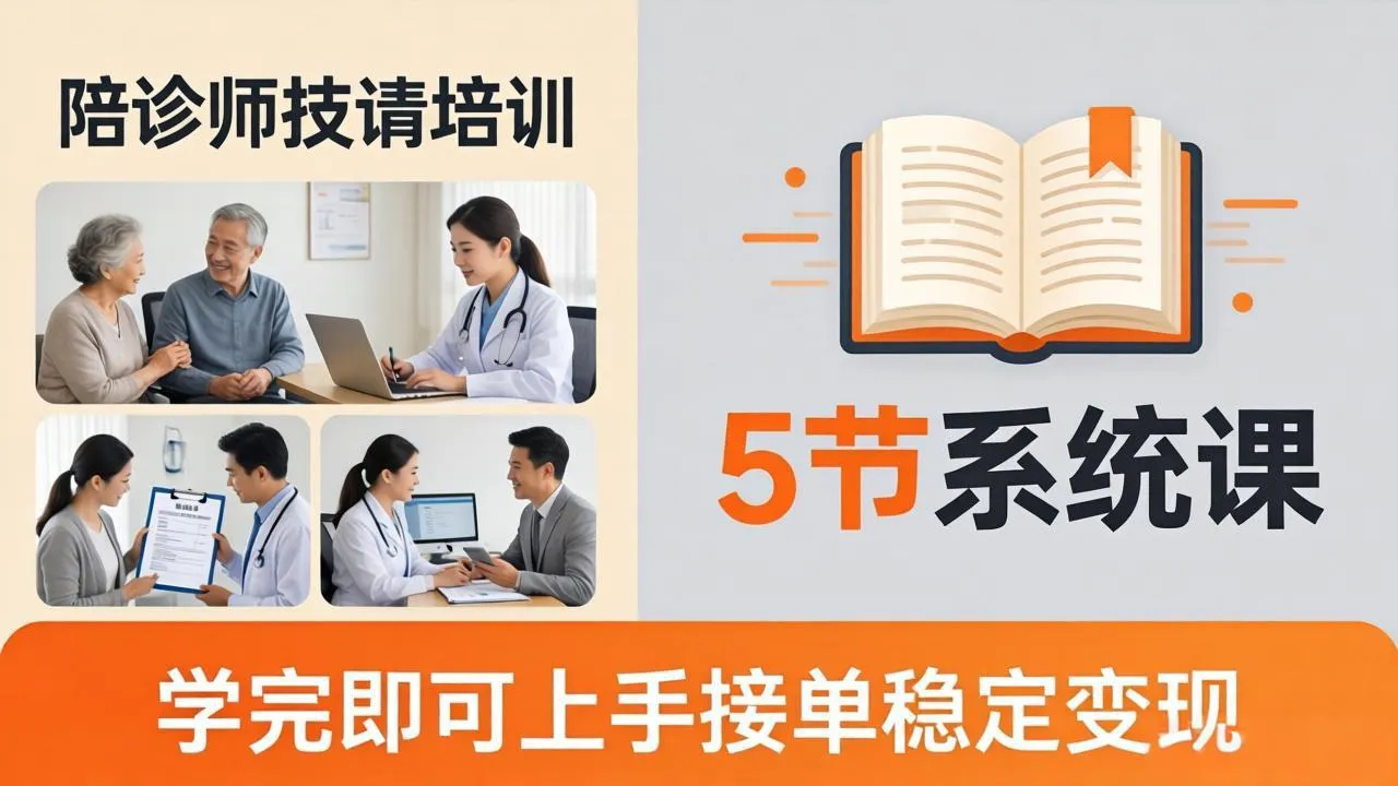 想做陪诊师不知从何下手？5节系统课教你掌握核心技能，学完即可上手接单稳定变现-33资源网