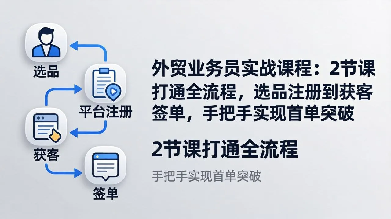 外贸业务员实战课程：2节课打通全流程，选品注册到获客签单，手把手实现首单突破-33资源网